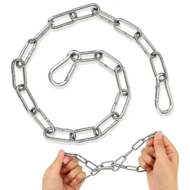 1 PCS Stainless Gate Chain, Metal Chain Lock, Chain Link Gate Metal Chain, Link Chain with Carabiners, Stainless Steel Chain for Outdoor Fences Pet Cages Dog Horse Goat Fence Cow Corral Supplies