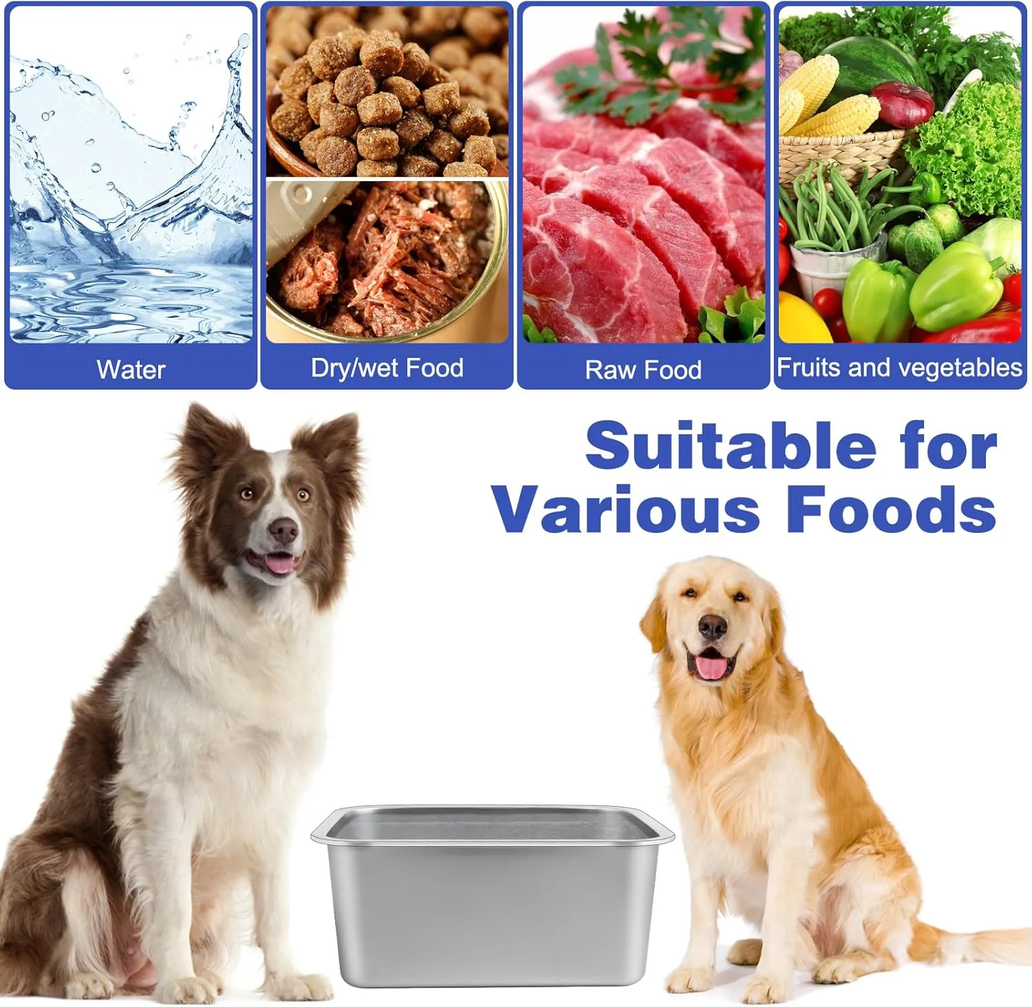 3 Gallons Large Dog Water Bowl, Stainless Steel Metal Dog Bowls, Large Capacity Pet Food Bowl Water Dish for Indoor and Outdoor Universal for Medium to Giant Dogs