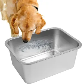 3 Gallons Large Dog Water Bowl, Stainless Steel Metal Dog Bowls, Large Capacity Pet Food Bowl Water Dish for Indoor and Outdoor Universal for Medium to Giant Dogs