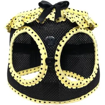 American River Choke-Free Dog Harness - Yellow & Black Polka Dot