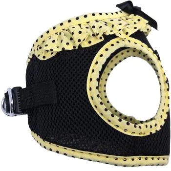 American River Choke-Free Dog Harness - Yellow & Black Polka Dot