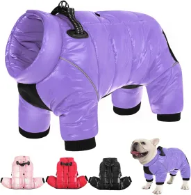 AOFITEE Dog Coat, Waterproof Dog Jacket for Winter, Warm Fullbody Dog Snowsuit, Zip Up Fleece Dog Vest, Cold Weather Dog Coats with Reflective Stripes, Outdoor Windproof Dog Apparel for Small Dogs, XL
