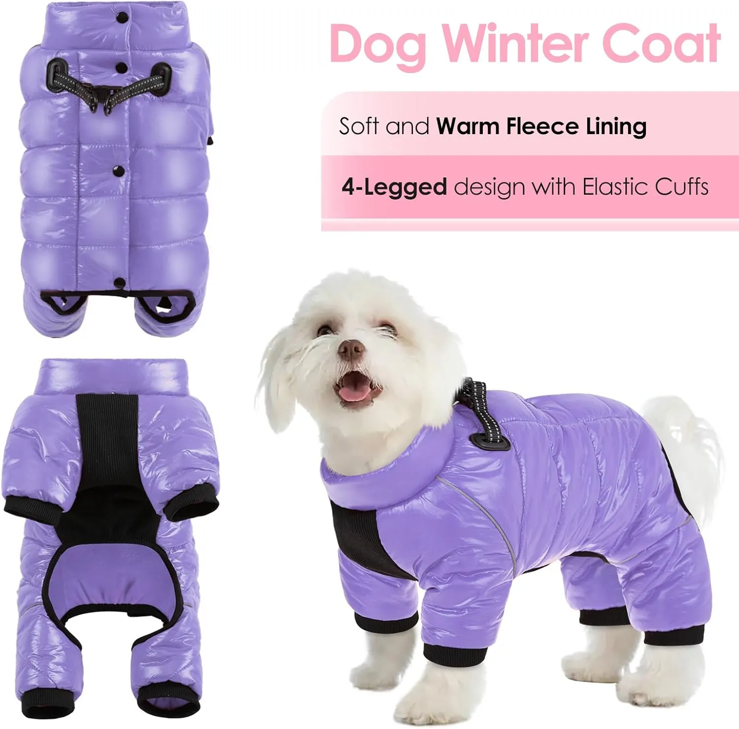 AOFITEE Dog Coat, Waterproof Dog Jacket for Winter, Warm Fullbody Dog Snowsuit, Zip Up Fleece Dog Vest, Cold Weather Dog Coats with Reflective Stripes, Outdoor Windproof Dog Apparel for Small Dogs, XL