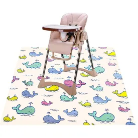Baby High Chair Splat Floor Mat, 43.3″Waterproof Washable Anti Slip Splash Mat for Eating Mess Floor Protector, Table Cloth and Picnic Mat Whale-43.3″