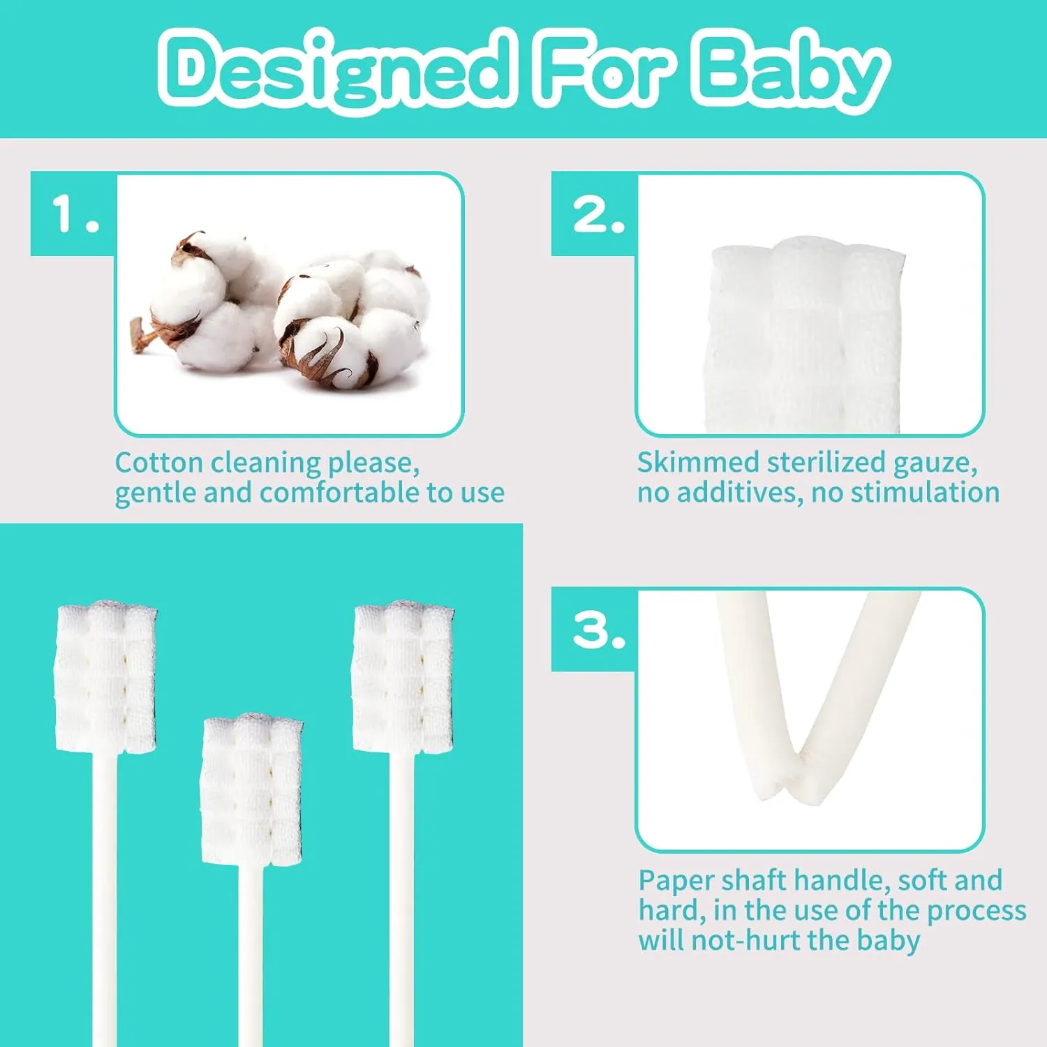 Baby Tongue Cleaner & 30Pcs Disposable Infant Toothbrush - Clean Baby Mouth with 2Pcs Finger Toothbrush & Oral Cleaning Stick - Gauze Cleaner Stick Dental (Green, 32 Piece Assortment)