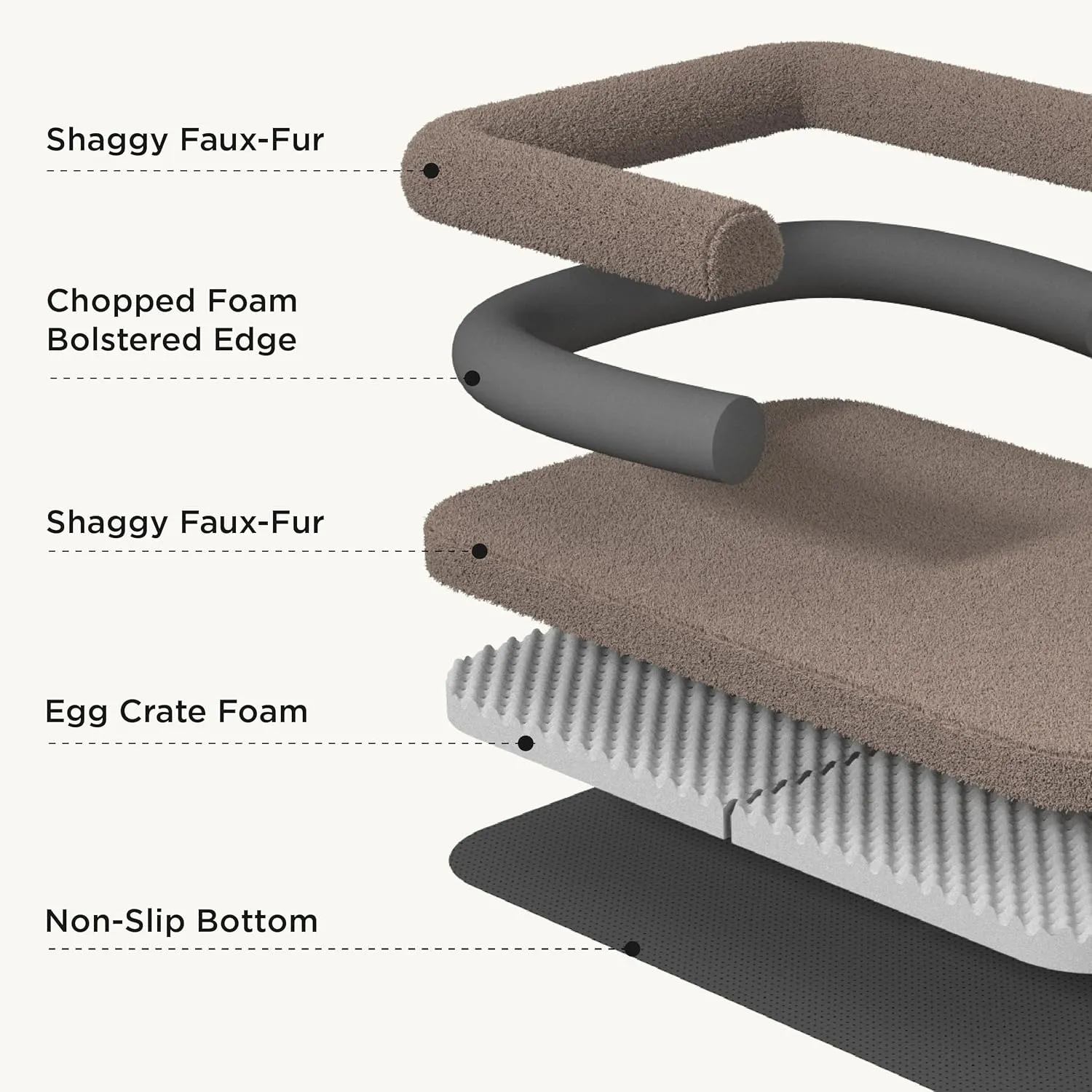 Bedsure Foldable Human & Dog Bed, 2 in 1 Calming Human Size Giant Bed Fits Pet Families with Egg Foam Supportive Mat and Waterproof Liner, Faux Fur Orthopedic Dog Sofa, Light Grey