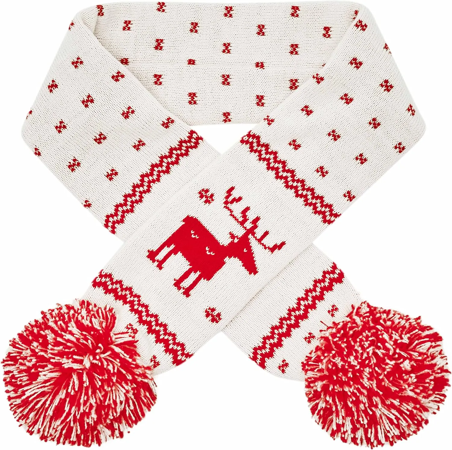 Blueberry Pet Christmas Scarf for Dogs - Festive Red Reindeer & Snowflake, Holiday, Small/Medium, Matches Sweater, 26" Soft Warm Scarf