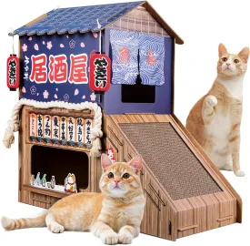 Cardboard Cat House for Indoor,Cat Scratcher House,Cat House with Scratchers,(29.5inx28.5inx18in),Double Cat Bed.