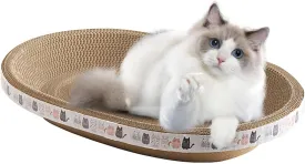 Cat Scratcher, High-Density Oval-Shaped Scratching Board, Water-Resistant and Durable Cardboard, Suitable for Medium to Large Breeds, Provides Firm and Cozy Resting Place