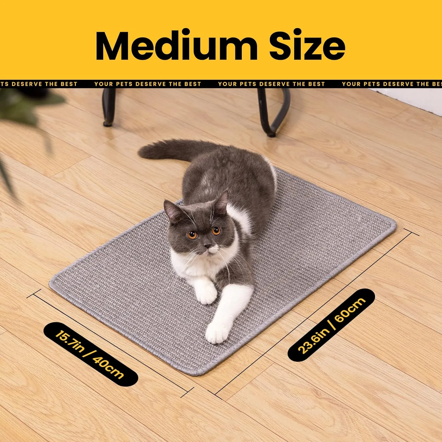 Cat Scratcher Mat,Natural Sisal Cat Scratch Pad,Horizontal Floor Cat Scratching Pads Rug for Indoor Cats Grinding Claws Nails,Cat Furniture Protector for Couch & Carpets & Sofas
