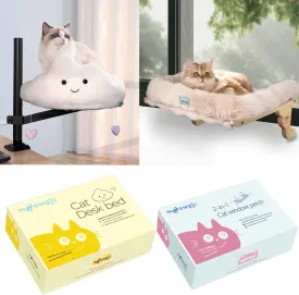 Cat Window Perch & Desk Perch Gift Set  Adjustable Cat Window Bed and Cloud-Shaped Desktop Cat Bed, Indoor Cat Furniture for Large Cats
