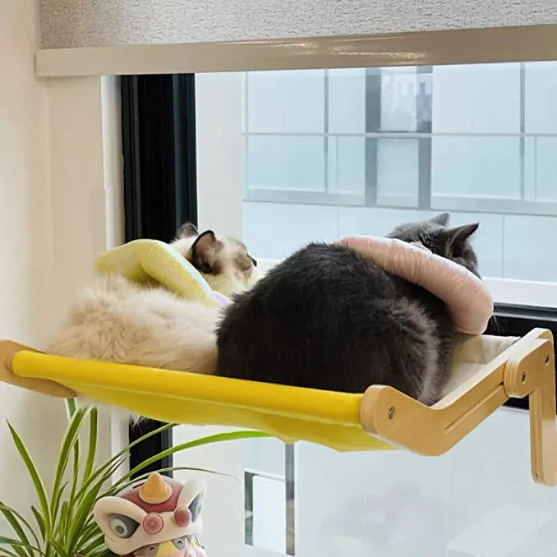 Cat Window Perch Wooden Hanging Bed 4 Colors Cotton Canvas