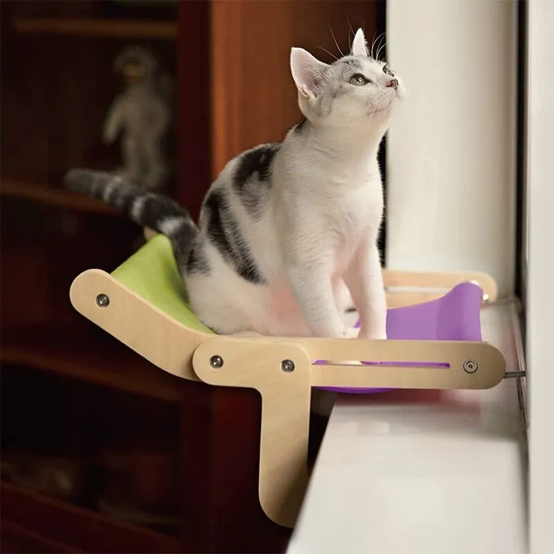 Cat Window Perch Wooden Hanging Bed 4 Colors Cotton Canvas