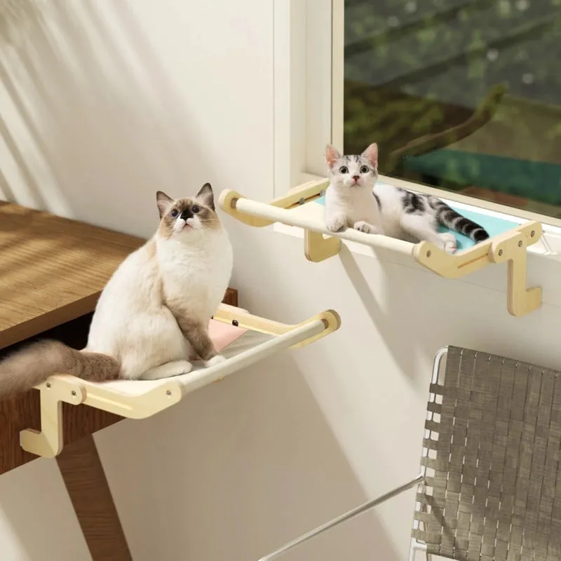 Cat Window Perch Wooden Hanging Bed 4 Colors Cotton Canvas