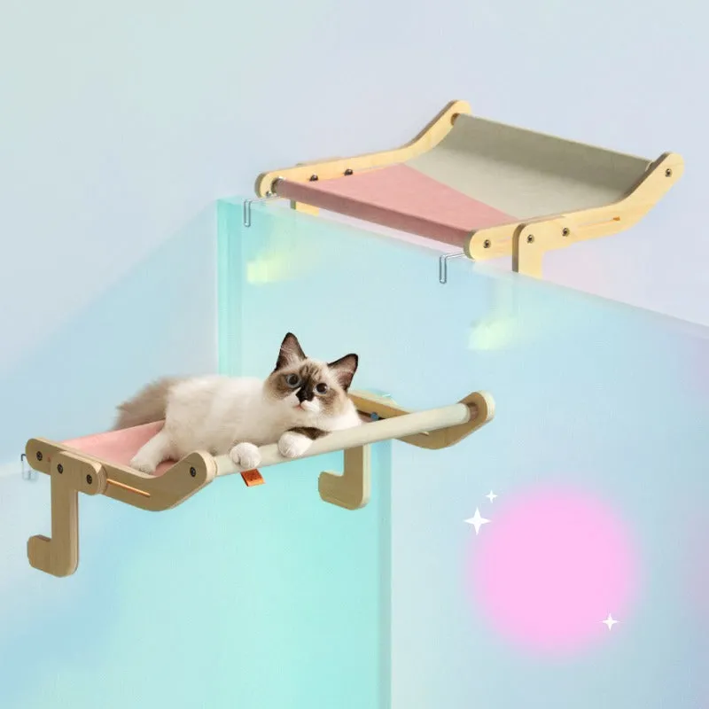 Cat Window Perch Wooden Hanging Bed 4 Colors Cotton Canvas