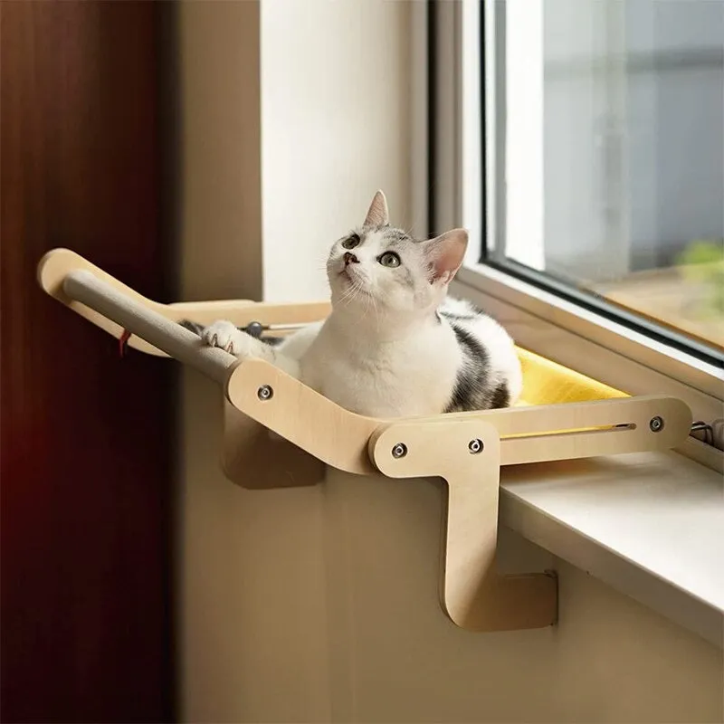 Cat Window Perch Wooden Hanging Bed 4 Colors Cotton Canvas