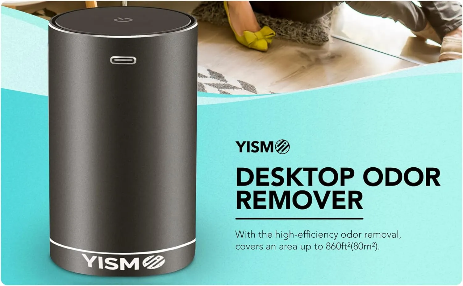 Clean Air Freshener and Odor Eliminator. Travel Size Electric Fragrance Diffuser Removes Pet, Smoke and Other Odors. Smart-Touch USB Charge. Home, Office or Travel. (Jasmine, Black)