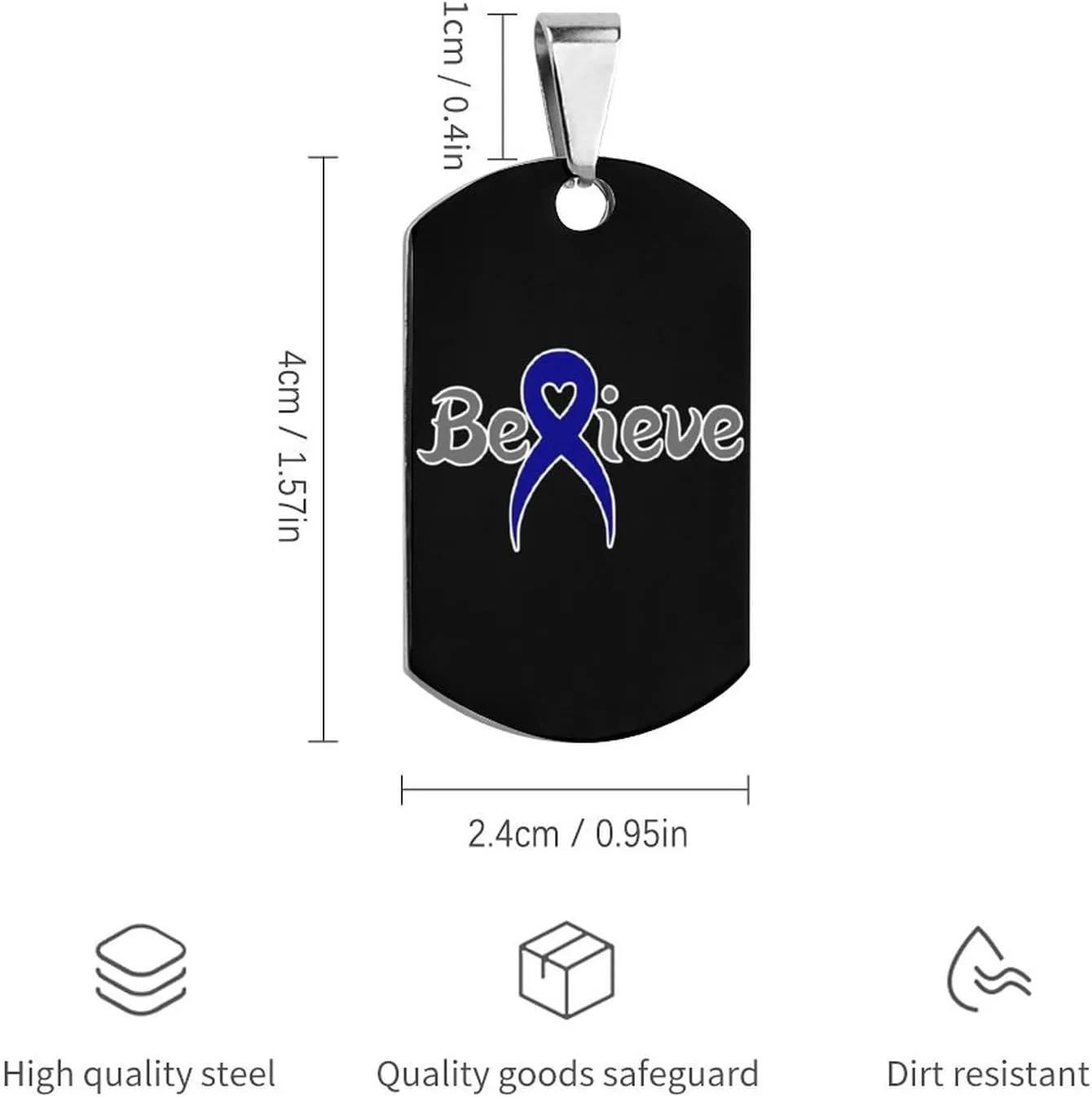 Colon Cancer Ribbon Cancer Believe Stainless Steel Pet ID Tags Personalized Dog and Cat Tags Cute Collar Tags Dog Tags