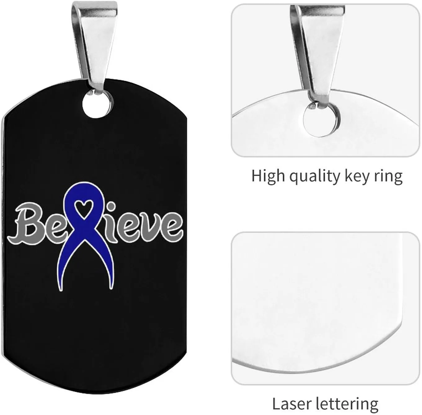 Colon Cancer Ribbon Cancer Believe Stainless Steel Pet ID Tags Personalized Dog and Cat Tags Cute Collar Tags Dog Tags