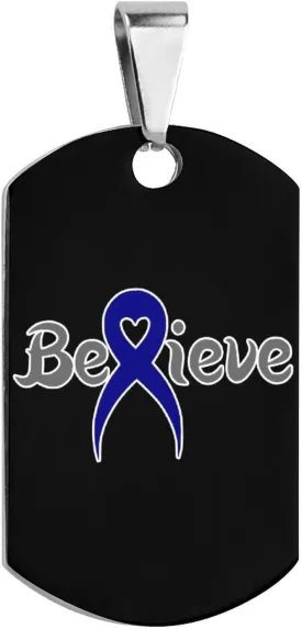 Colon Cancer Ribbon Cancer Believe Stainless Steel Pet ID Tags Personalized Dog and Cat Tags Cute Collar Tags Dog Tags