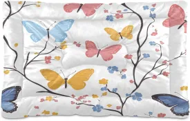 Colorful Butterflies Outdoor Dog Bed Washable Waterproof Travel Pet Bed Mat Portable Cat Bed with Non-Slip Bottom for Indoor and Sleeping 18 x 24 Inch