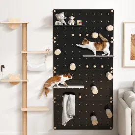 COZIWOW Cat Wall Shelves, Cat Wall Furniture Climber for Indoor Cats, DIY Wall Mounted Cat Shelf Set Activity with 3 Steps, 8 Scratcher Posts, Black