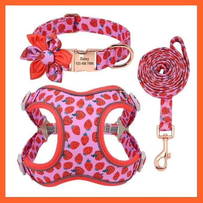 Custom Printed Dog Collar Leash Set | Personalized Pet Dog  Walking Leash