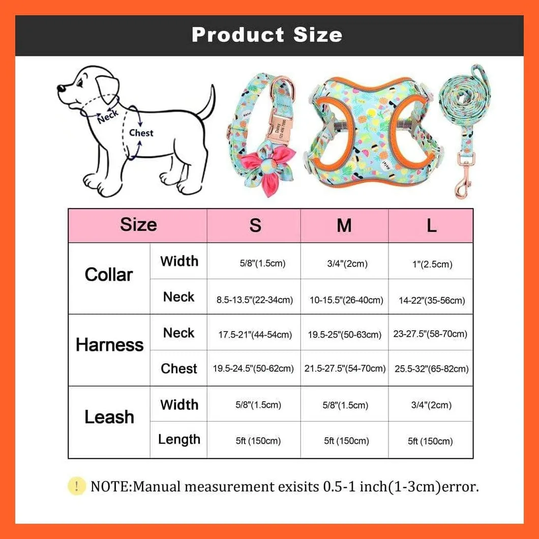 Custom Printed Dog Collar Leash Set | Personalized Pet Dog  Walking Leash