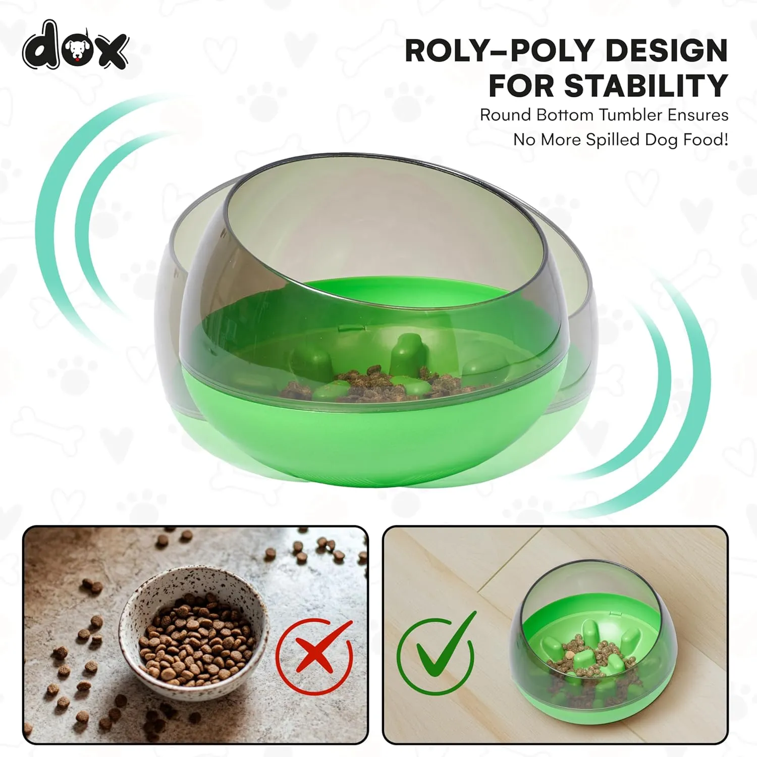 DDOXX Slow Feeder Dog Bowl - Dog Bowls That Slow Down Eating - Anti-Choking Puppy Slow Feeder - Maze Food Bowl for Slow Feeding - Prevent Bloating, Promote Healthy Eating - Puzzle Design - Green