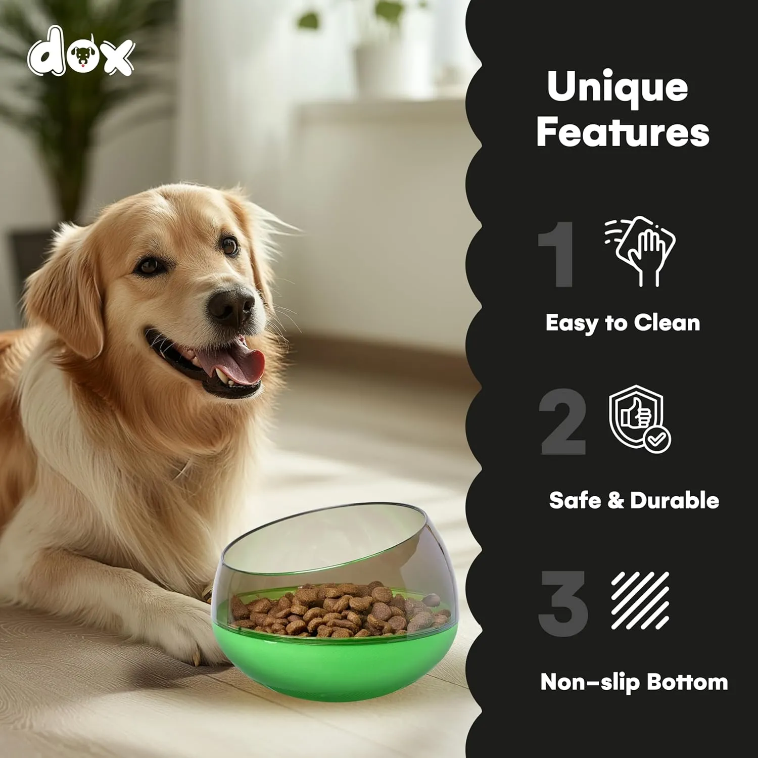 DDOXX Slow Feeder Dog Bowl - Dog Bowls That Slow Down Eating - Anti-Choking Puppy Slow Feeder - Maze Food Bowl for Slow Feeding - Prevent Bloating, Promote Healthy Eating - Puzzle Design - Green