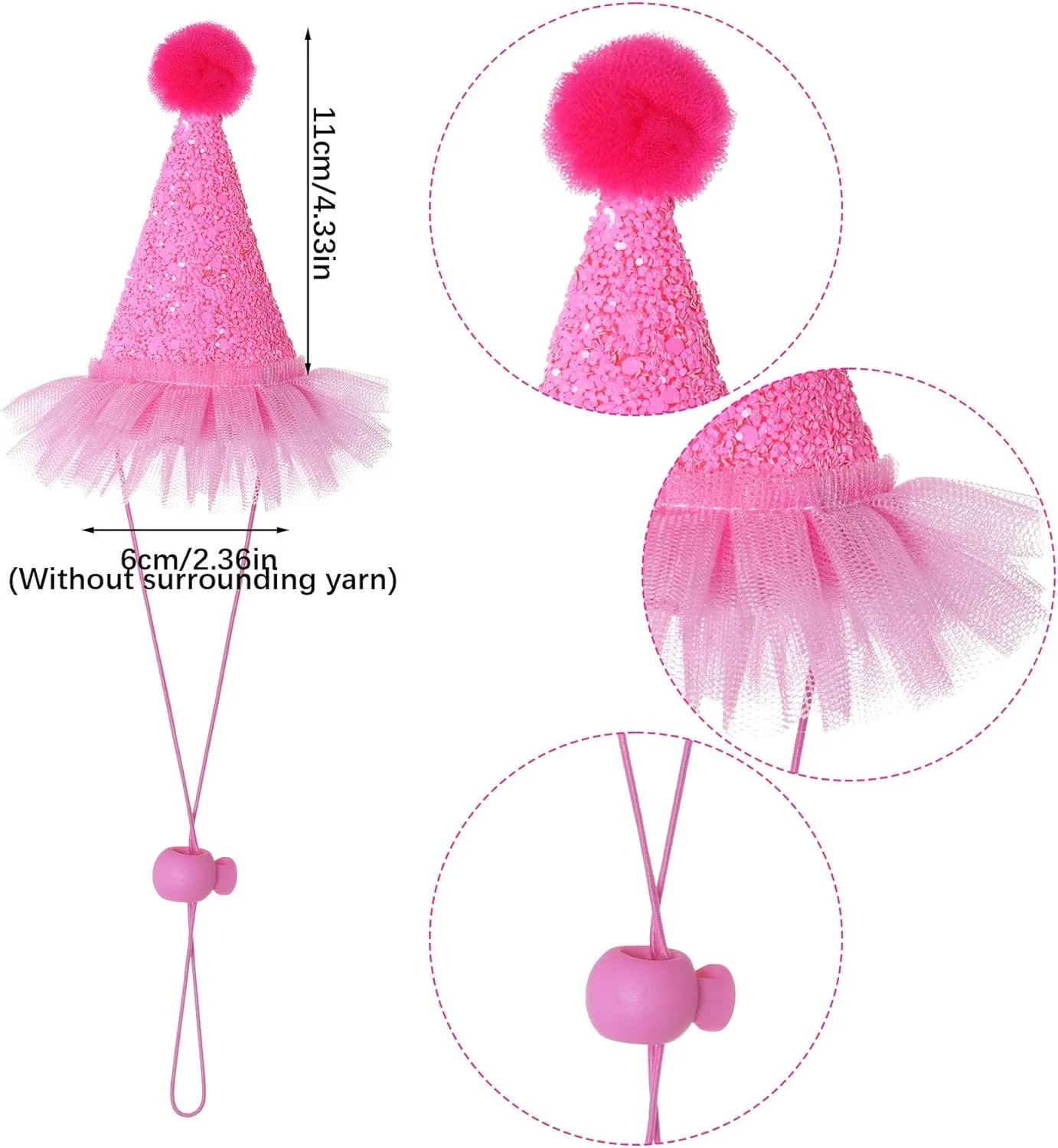 Dog Birthday Bandana Scarf and Hat with Number for Dog Birthday Party (Pink)