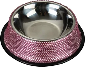 Dog Bowls with Rhinestones Stainless Steel Dog and Water Bowls Non-Skid Rubber Base Sparkling Feeding Supplies Stainless Steel Dog Bowls Large Skid Large Breed Small Size Dog for Dogs