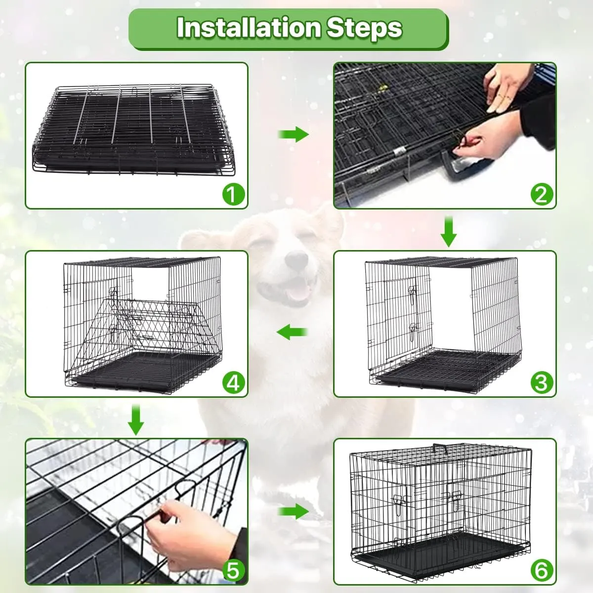 Dog Cage Large XXL Dog Crates for Large Dogs Folding Dog Kennels and Metal Wire Crates Pet Animal Segregation Cage Crate with Double-Door,for Dog Training Indoor (42 Black)