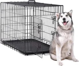 Dog Cage Large XXL Dog Crates for Large Dogs Folding Dog Kennels and Metal Wire Crates Pet Animal Segregation Cage Crate with Double-Door,for Dog Training Indoor (42 Black)