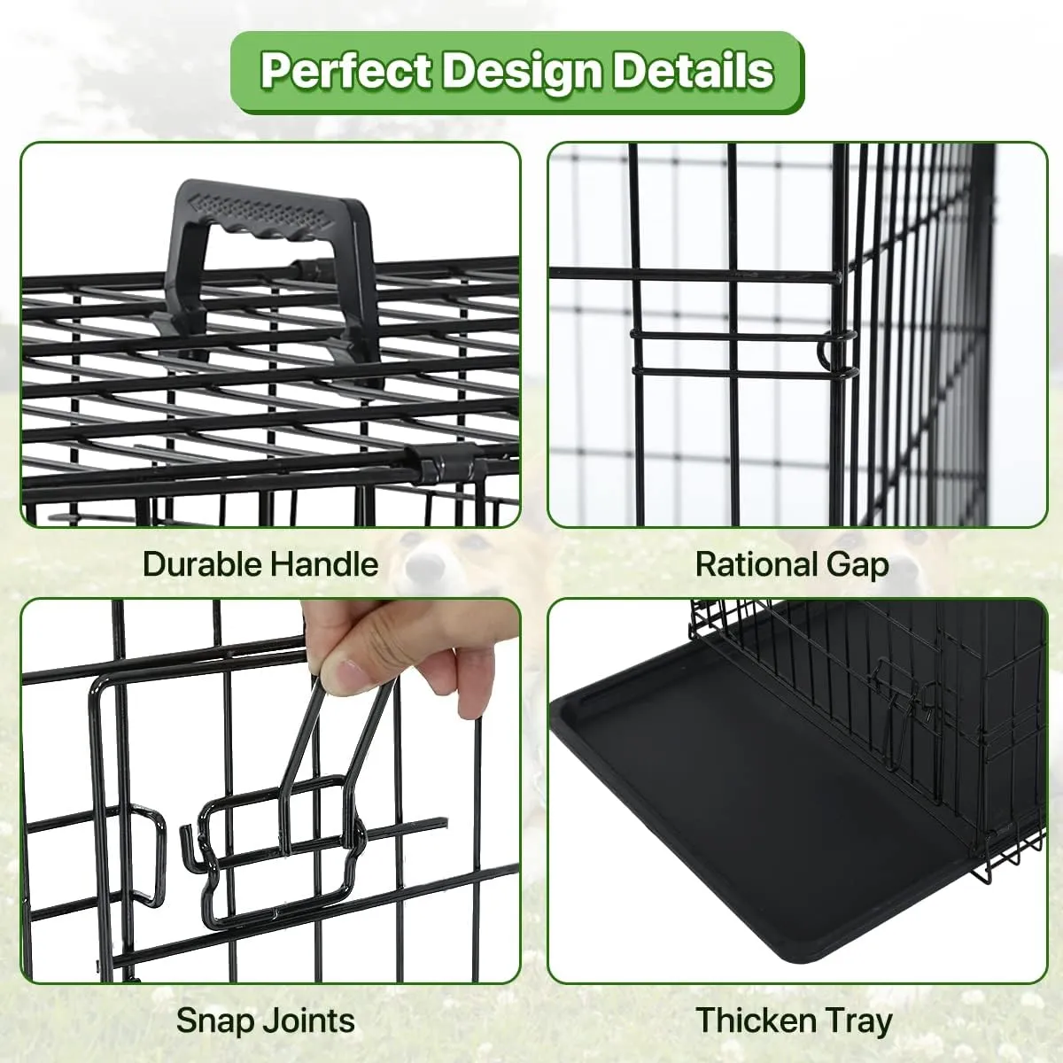 Dog Cage Large XXL Dog Crates for Large Dogs Folding Dog Kennels and Metal Wire Crates Pet Animal Segregation Cage Crate with Double-Door,for Dog Training Indoor (42 Black)