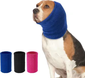 Dog Calming Hoodie Cat Anxiety Relief Cover,Double Layer Thickened Pet Ears Protector Soft Elastic Neck Band Noise Cancelling Ear Muffs for Grooming,Force Drying,Bath,Fireworks (Blue, Medium)