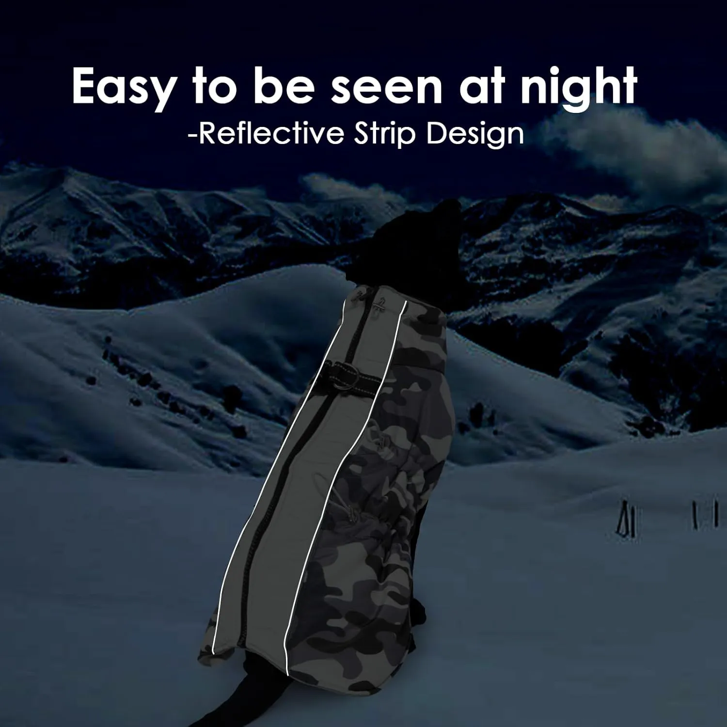 Dog Coat Dog Winter Jacket-Large, Warm Dog Coat Zip Up Snowsuit Dog Harness Vest Reflective Water-Resistant Dog Coat Dog Snow Jacket for Large Dogs French Bulldog, Pug, Grey-Camouflage