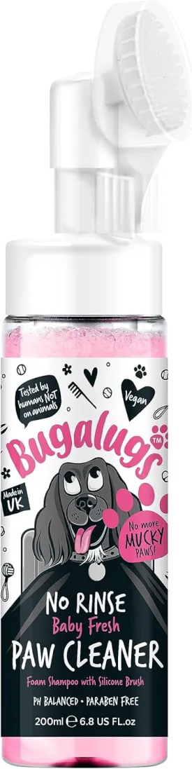 Dog Paw Cleaner No Rinse Foam Cat & Dog Shampoo with Silicone Brush Head, waterless Grooming Products. Travel Friendly paw Cleaner for Dogs Defeat Muddy Paws on The go (Baby Fresh)