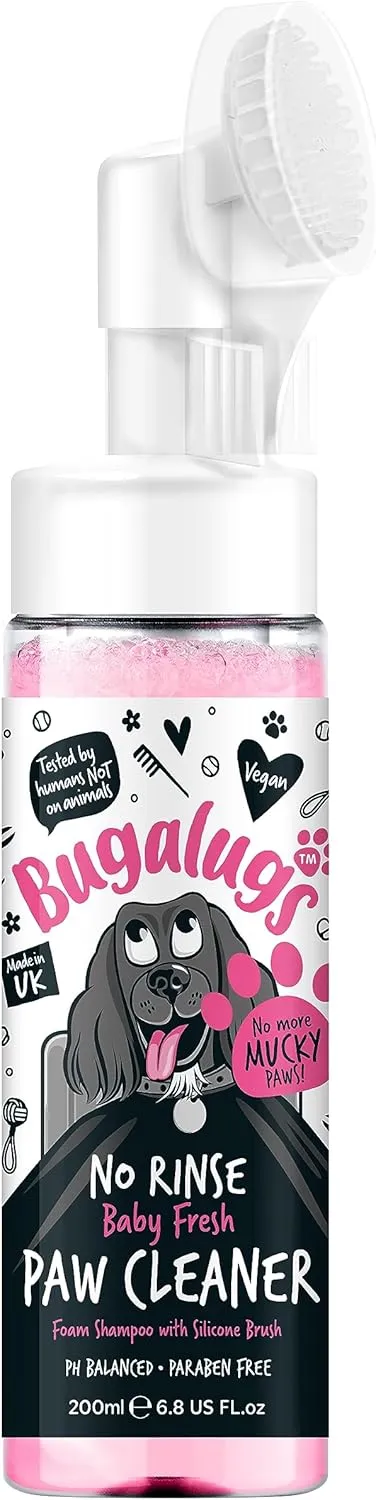 Dog Paw Cleaner No Rinse Foam Cat & Dog Shampoo with Silicone Brush Head, waterless Grooming Products. Travel Friendly paw Cleaner for Dogs Defeat Muddy Paws on The go (Baby Fresh)