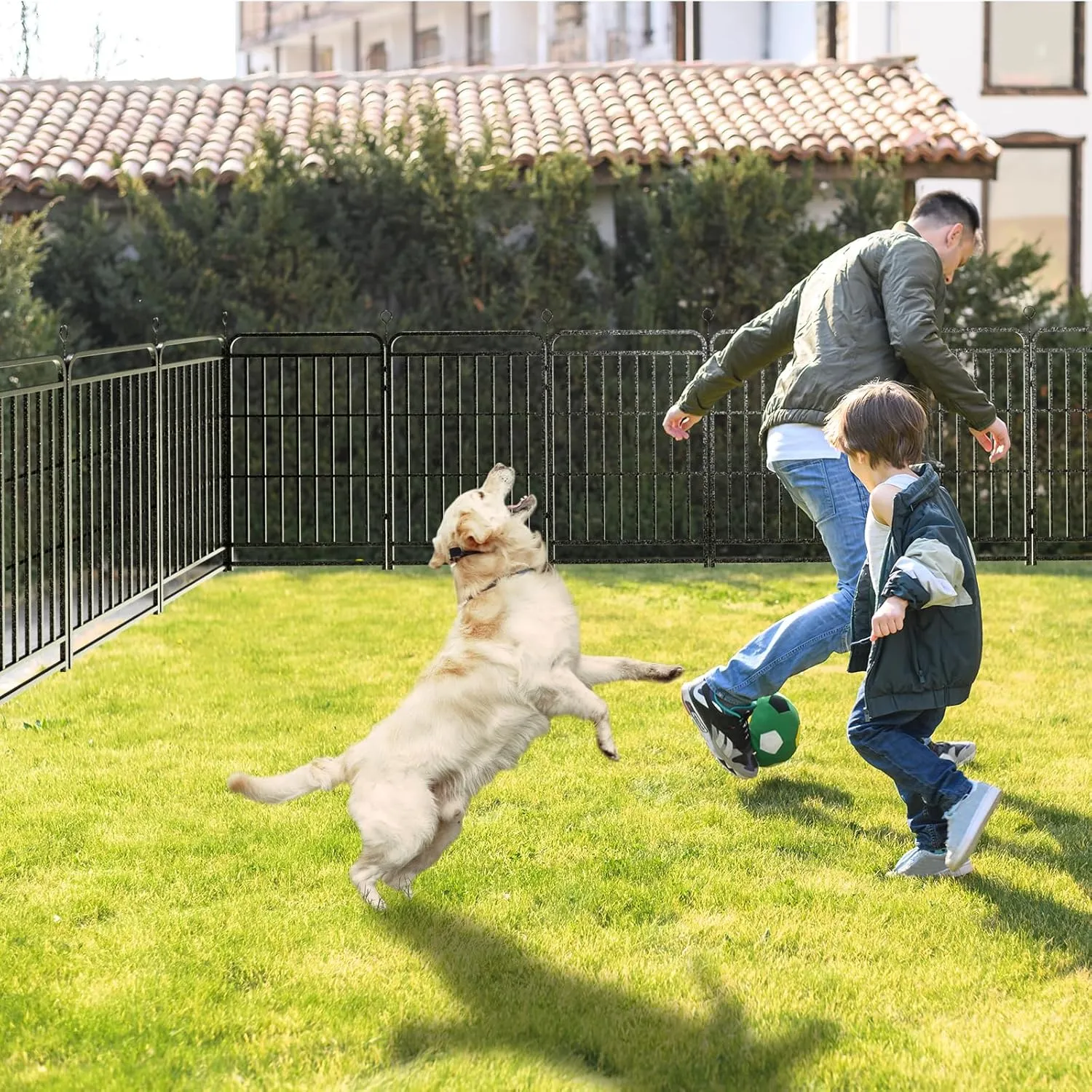 Dog Playpen Outdoor 12 Panels Heavy Duty Dog Fence 40" Height with Thick Pipe Anti-Rust with Doors Portable for RV Camping Yard, Total 32FT, 79 Sq.ft, Snowy Black