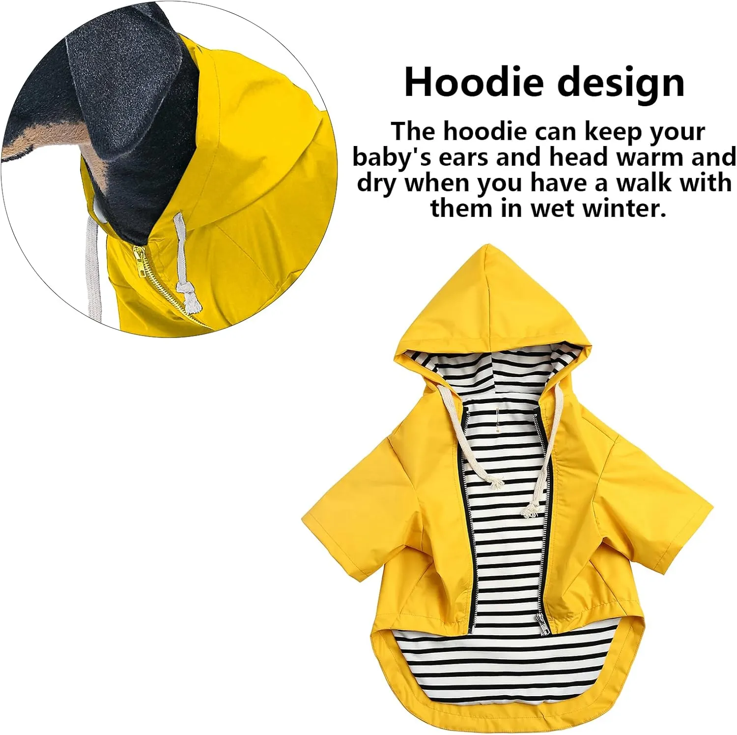 Dog Raincoat rain Jacket Raincoat Dogs Waterproof Small Medium Breeds Zip Closure Storage Pocket Harness Hole Yellow XS