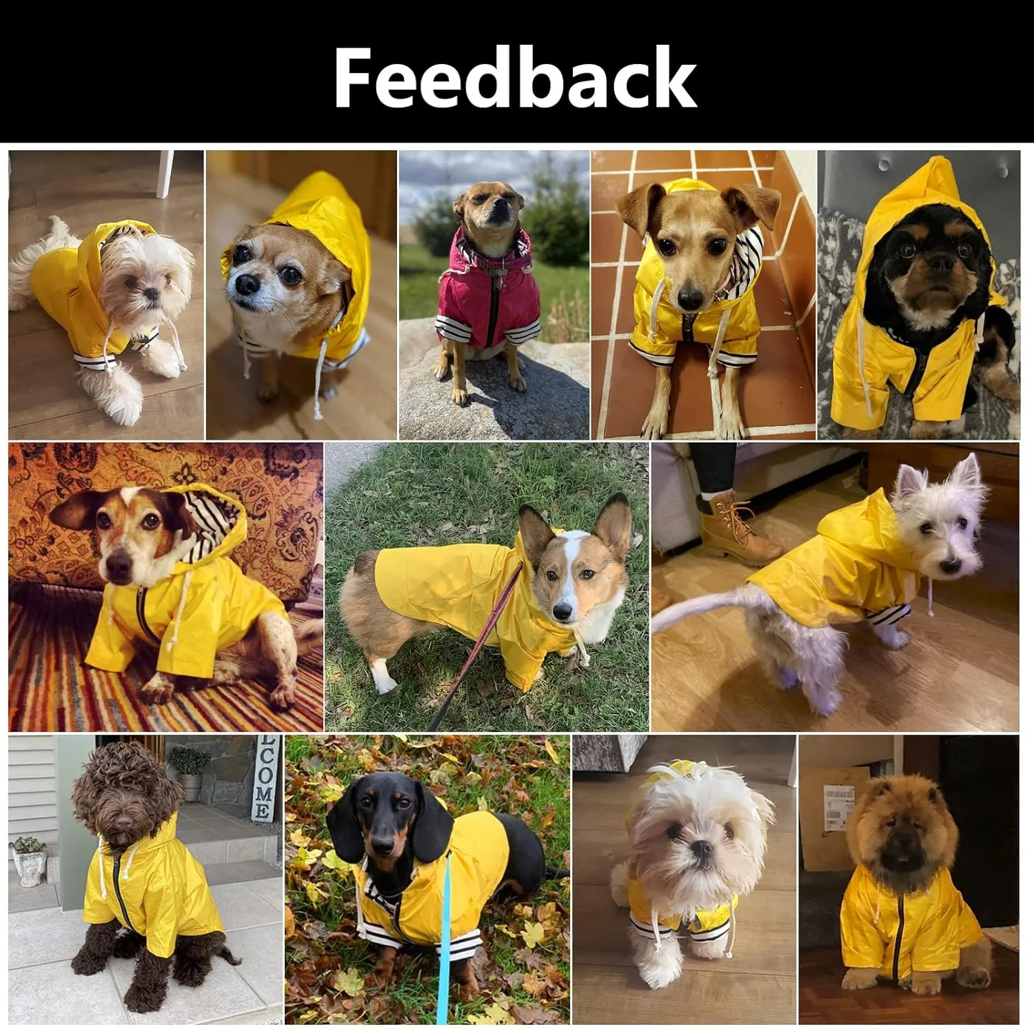Dog Raincoat rain Jacket Raincoat Dogs Waterproof Small Medium Breeds Zip Closure Storage Pocket Harness Hole Yellow XS