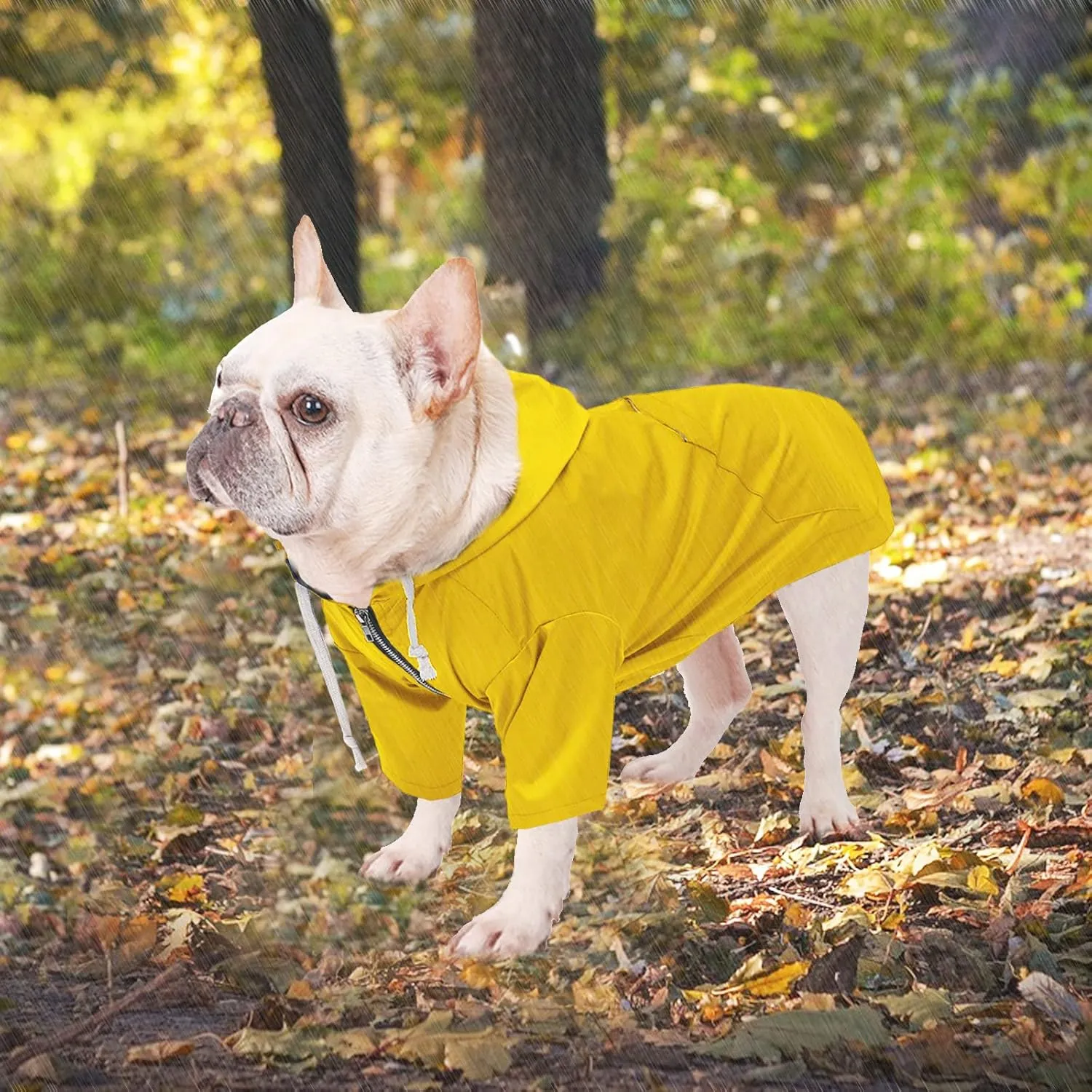 Dog Raincoat rain Jacket Raincoat Dogs Waterproof Small Medium Breeds Zip Closure Storage Pocket Harness Hole Yellow XS