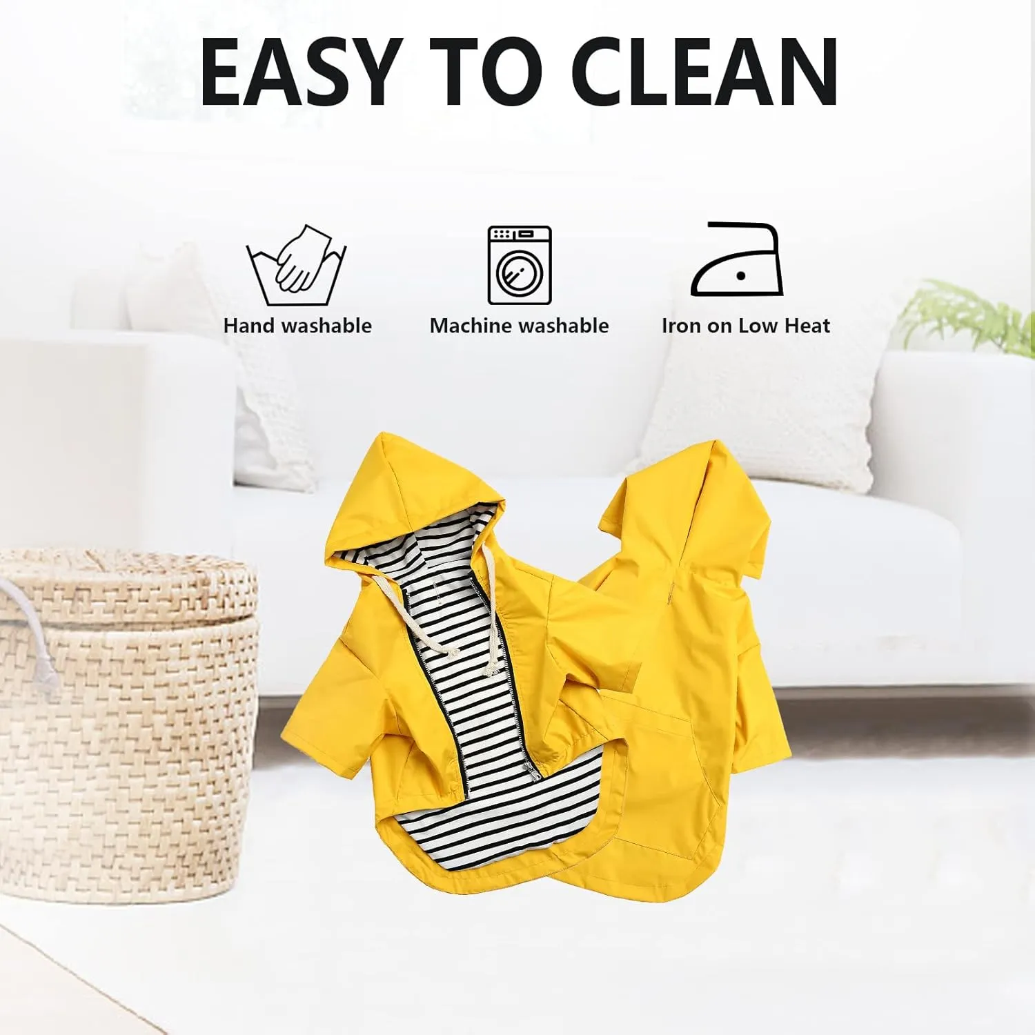 Dog Raincoat rain Jacket Raincoat Dogs Waterproof Small Medium Breeds Zip Closure Storage Pocket Harness Hole Yellow XS