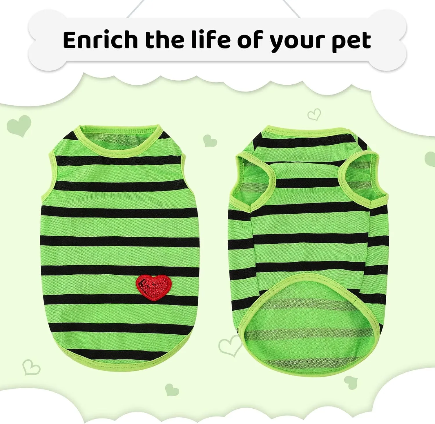 Dog Shirts for Large Dogs, Striped T-Shirts Pets Vest Pet Apparel Tee Shirts Dog Tank Top Spring Summer Suitable for Chihuahua French Bulldog Bichon Shih Tzu