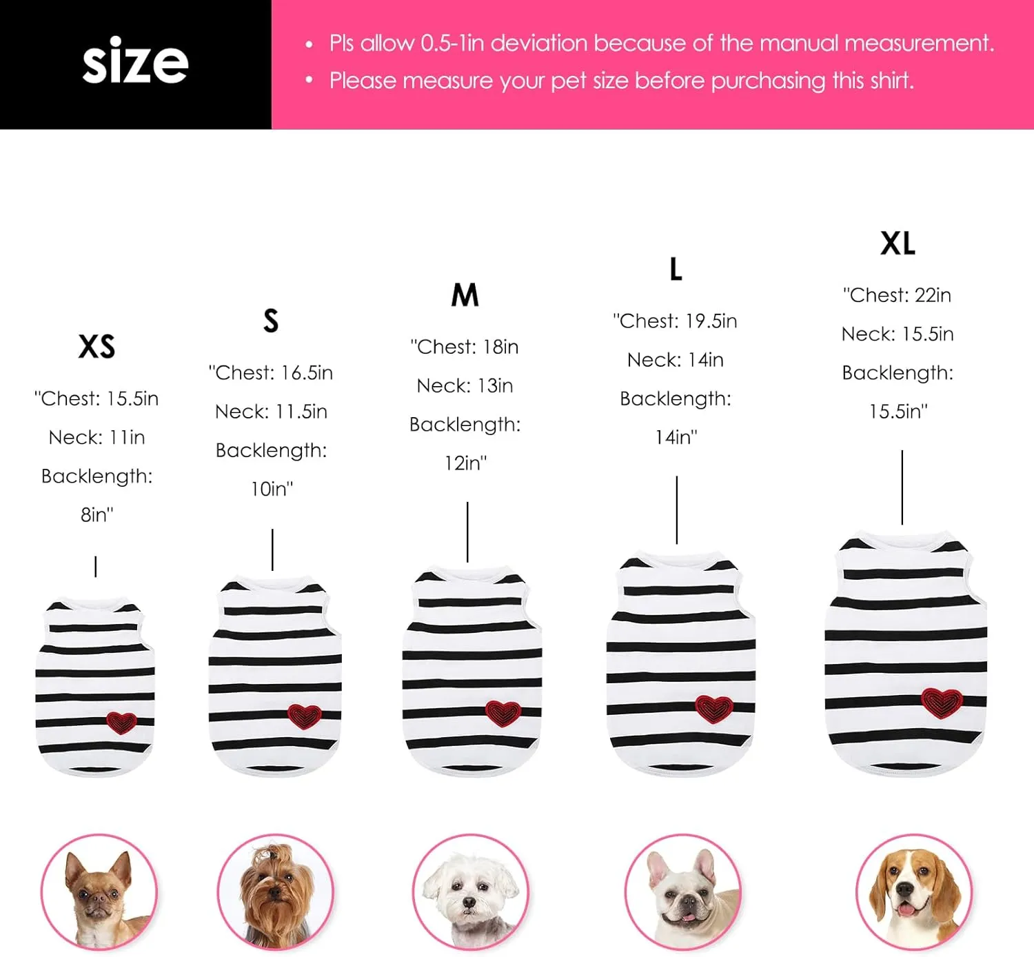 Dog Shirts for Large Dogs, Striped T-Shirts Pets Vest Pet Apparel Tee Shirts Dog Tank Top Spring Summer Suitable for Chihuahua French Bulldog Bichon Shih Tzu