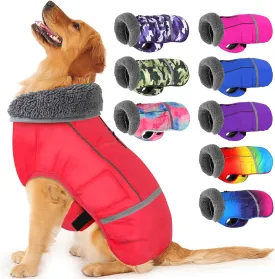 Dogcheer Warm Dog Jacket - Winter Coat, Waterproof, Windproof, Reflective, Adjustable, Fleece Sweater for Small to Large Dogs - Red