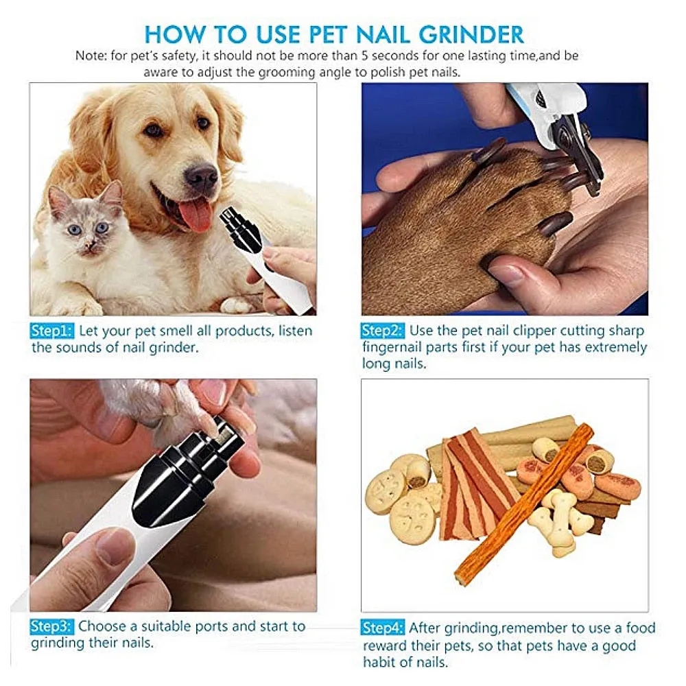 Electric Pet Dog Nail Grinder Low Noise Rechargeable Nail Clipper for Dogs Quiet Painless Cat Paws Nail Grooming Trimmer Tools