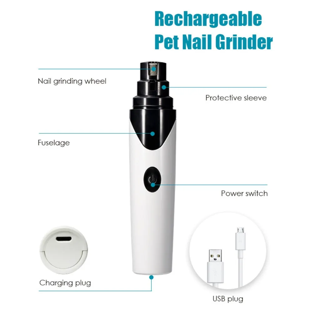 Electric Pet Dog Nail Grinder Low Noise Rechargeable Nail Clipper for Dogs Quiet Painless Cat Paws Nail Grooming Trimmer Tools