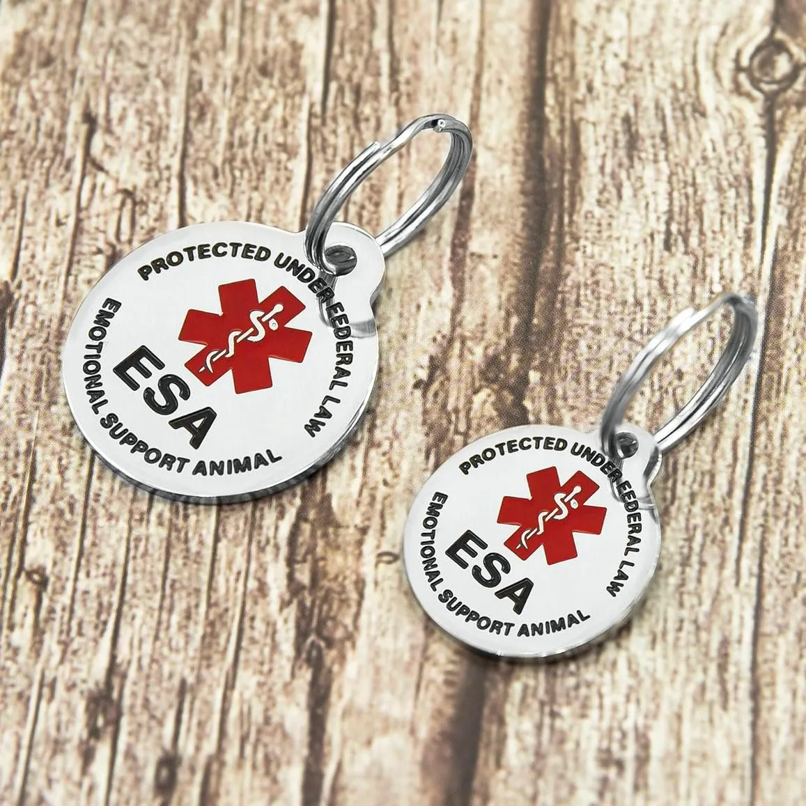 Engraved Emotional Support Animal (ESA) Personalized with 4 Lines of Custom Engraved ID Stainless Steel Enameled Small